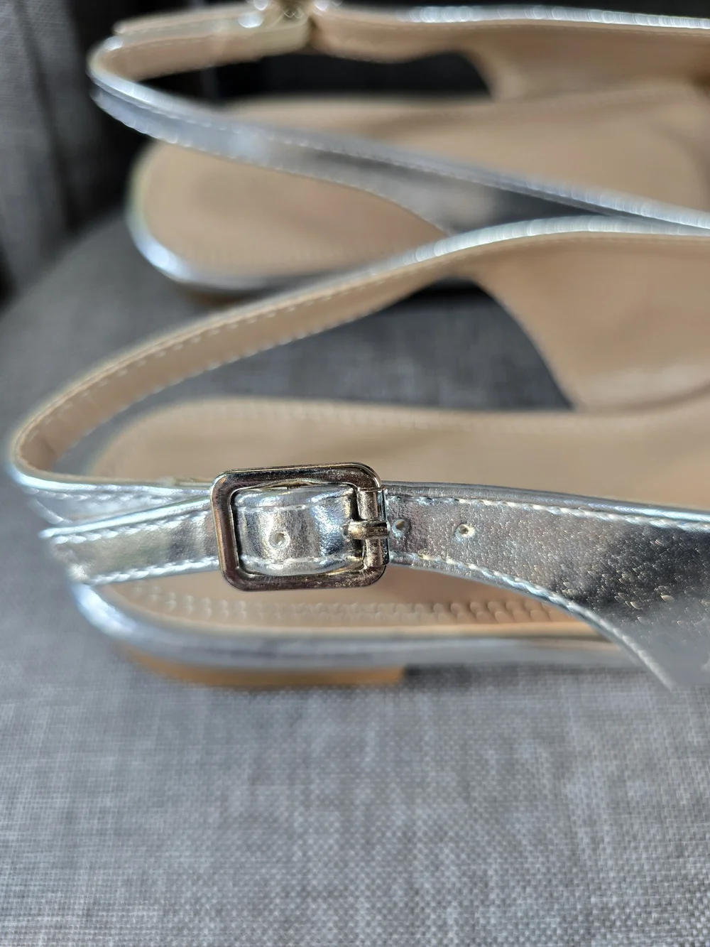 TOP Moda 'Garner' Metallic Silver Buckle Slingback Flats